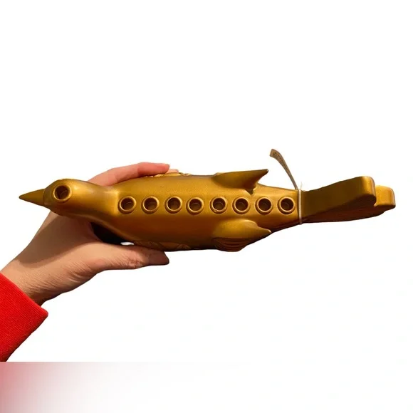 Chanukah Menorah Bird 11" Long Gold Color Resin New with Tags - Picture 4 of 6